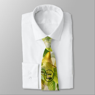 Gravata Pera de logotipo personalizada e padrão de folhas