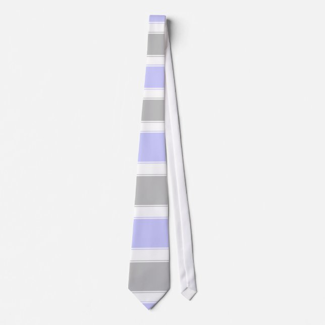 Gravata Periwinkle White e Silver Horizontalmente Striped (Frente)