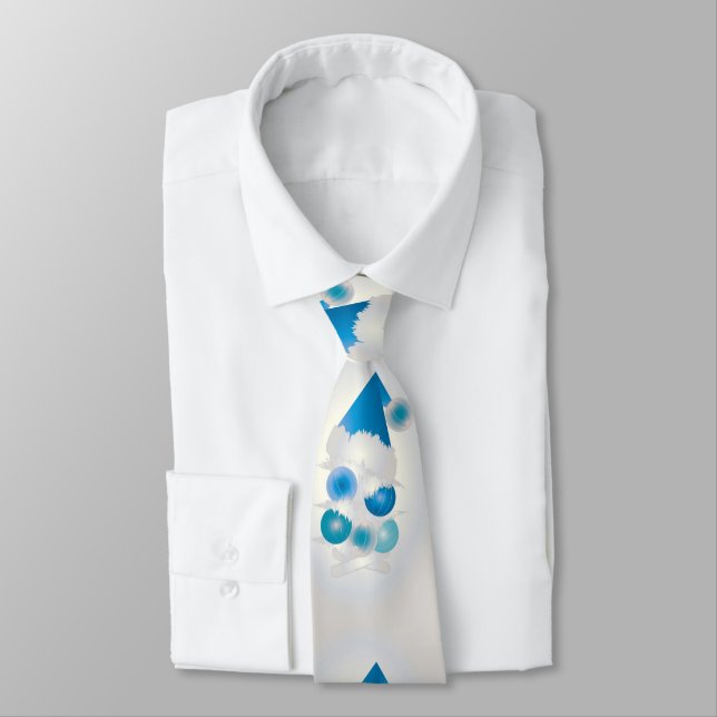 Gravata Pérola e azul para o Natal (Amarrado)