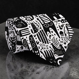 Gravata Personalizada Black and White Doodles