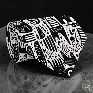 Gravata Personalizada Black and White Doodles