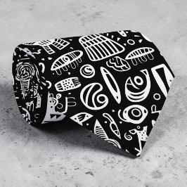 Gravata Personalizada Black and White Doodles