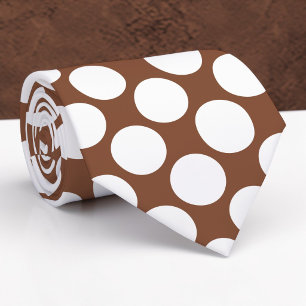 Gravata Personalizada Bolinhas Polca Marrom Jumbo