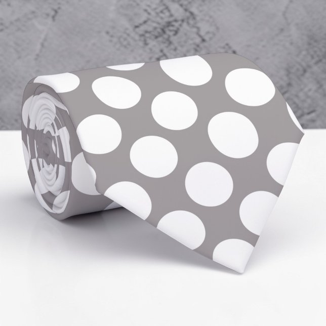Gravata Personalizada com Bolinhas Brancas em Cinz (Criador carregado)