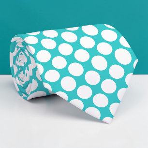 Gravata personalizada com bolinhas polka azul turq