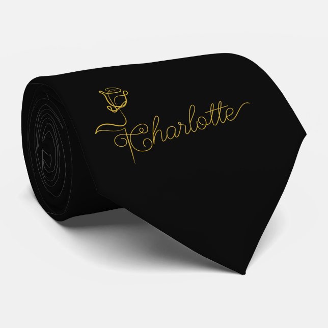 Gravata Personalizada com Design Bloom e Nome (Rolled)