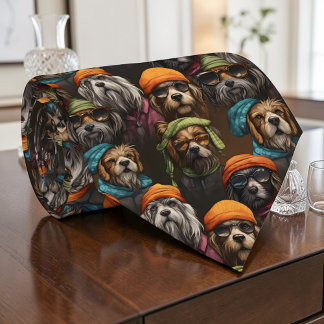 Gravata Personalizada com Gráfico de Cachorro