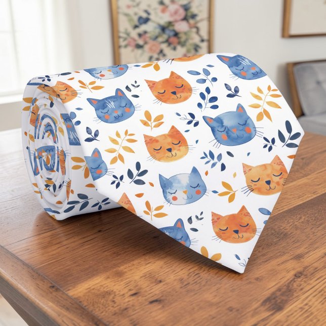 Gravata Personalizada com Gráfico de Gato Retro (Criador carregado)