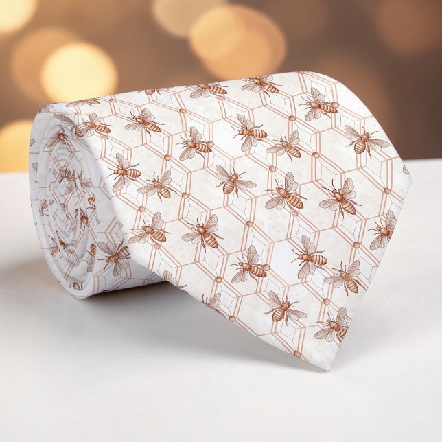 Gravata Personalizada com Padrão de Abelha Inseto (Criador carregado)