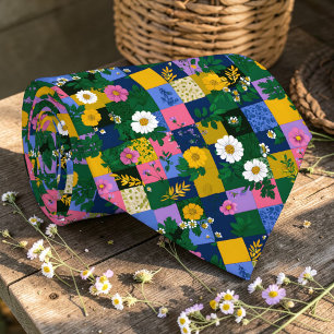 Gravata personalizada com padrão de patchwork colo