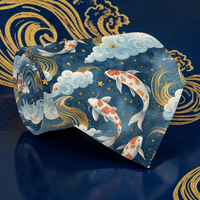 Gravata Personalizada com Padrão de Peixe Koi (Criador carregado)