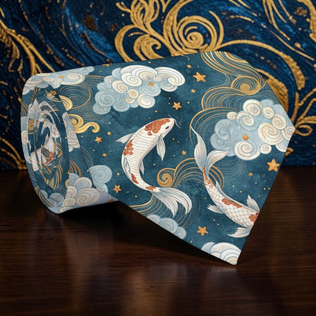 Gravata Personalizada com Padrão de Peixe Koi (Criador carregado)