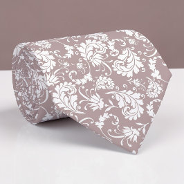 Gravata personalizada com padrão floral bege