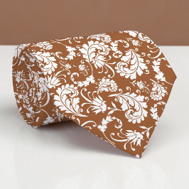 Gravata Personalizada com Padrão Floral Marrom