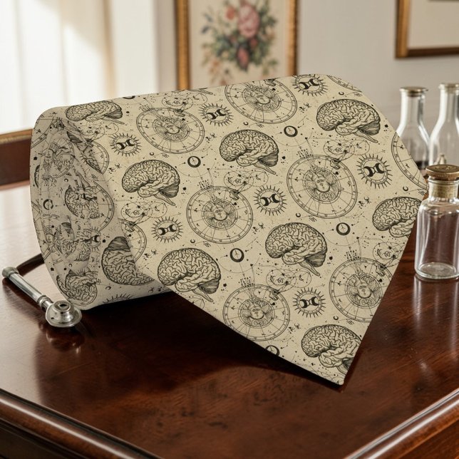 Gravata Personalizada de Anatomia Vintage Cérebro  (Criador carregado)