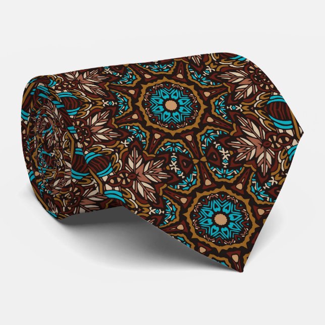 Gravata Personalizada Marrom Colorida Retro – Moda (Rolled)