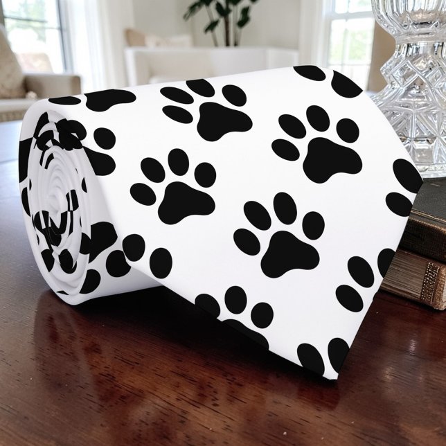 Gravata Personalizada Preto e Branco Pata de Gato  (Criador carregado)