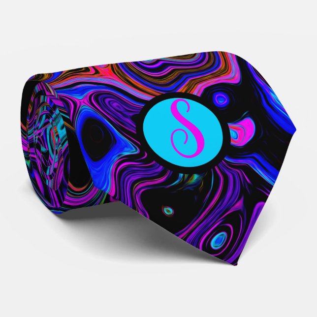 Gravata Personalizado Monogramado Roxo e Preto (Rolled)