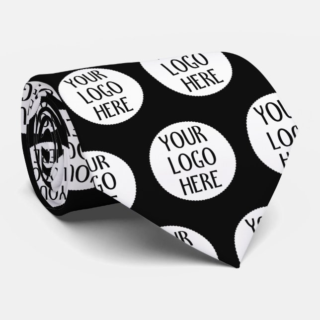 Gravata Personalize o logotipo da sua empresa Black White (Rolled)