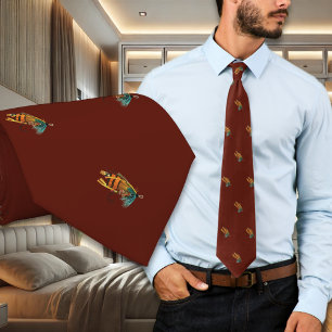 Gravata Pesca com moscas Pescador Burgundy Colar