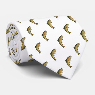 Gravata Pescador Marinho de Peixe  Azul-Branca Moderno Bro