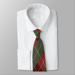 Gravata Pescoço de Argyle no Natal Vermelho e Verde