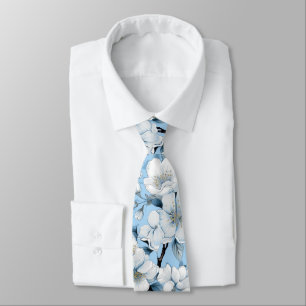 Gravata Pescoço de Casamento do Flor Branco Azul Elegante