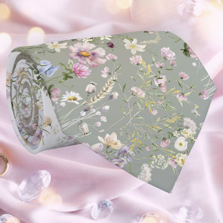 Gravata Pescoço de Casamento Floral de Aquarela Elegante