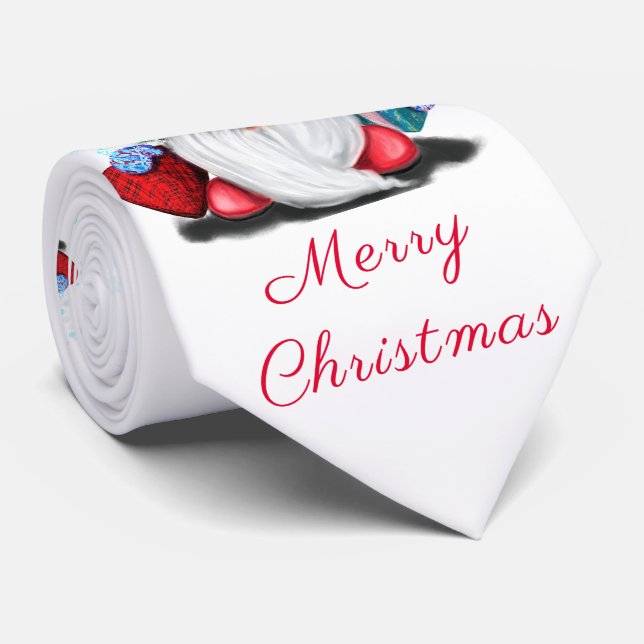 Gravata Pescoço de Natal Gnomos com presentes (Rolled)