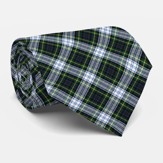 Gravata Pescoço de padrão branco verde da Xadrez Tartan Cl (Rolled)