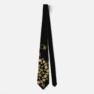 Gravata Pescoço preto e dourado