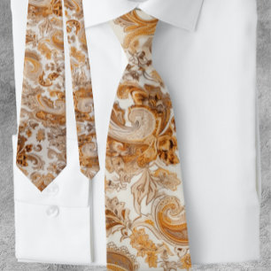 Gravata Pêssego Floral do Padrão de Paisley Explodido