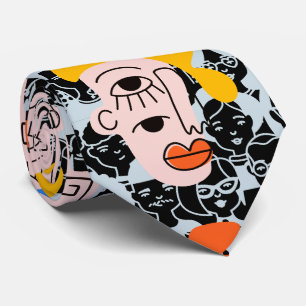 Gravata Pessoas e faces. PAF2501. BG preto