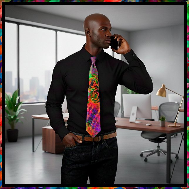 Gravata [Phantasmagoria] Cores de espiral douradas (Bring fun back to the office with this striking tie that commands attention.)