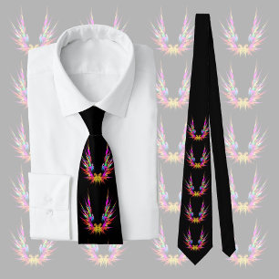 Gravata Phoenix - arte fractal colorida a preto