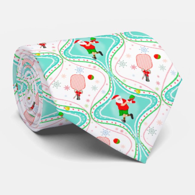 Gravata Pickleball Ogee de Natal em papais noeis (Rolled)