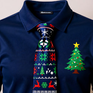 Gravata 😄 Pickleball 🎄 Sueco de Natal Feio azul