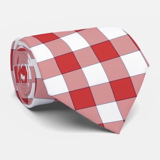 Gravata Picnic branco equino elegante do interior checado (Rolled)
