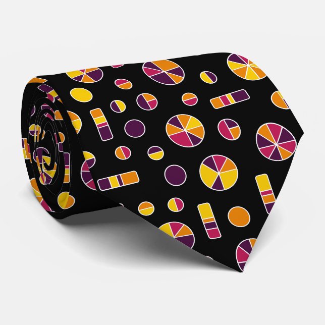 Gravata Pie Circles and Bar Pattern 271019v2 - Black (Rolled)