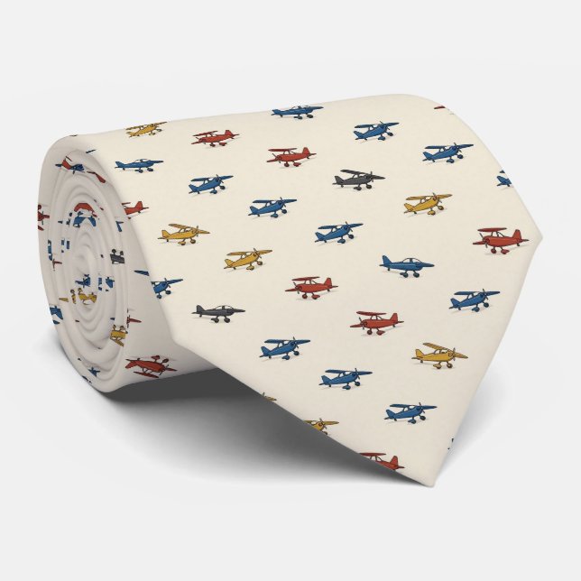 Gravata Pilot Faux Silk | Estilo de Designer de Micro Aviã (Rolled)