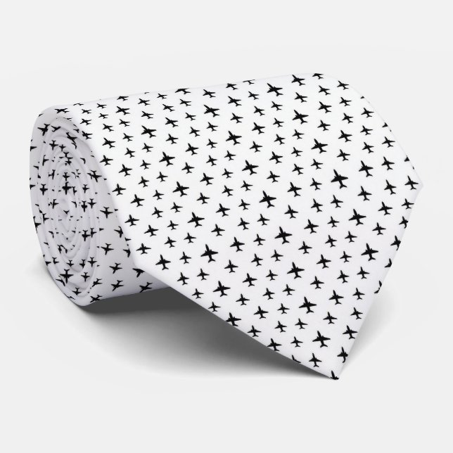 Gravata Pilot Faux Silk | Estilo de Designer de Micro Aviã (Rolled)