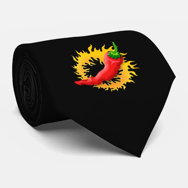 Gravata Pimenta com chama (Rolled)