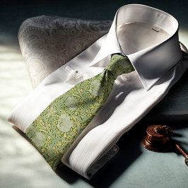 Gravata Pimpernel William Morris Green Padrão Dourado
