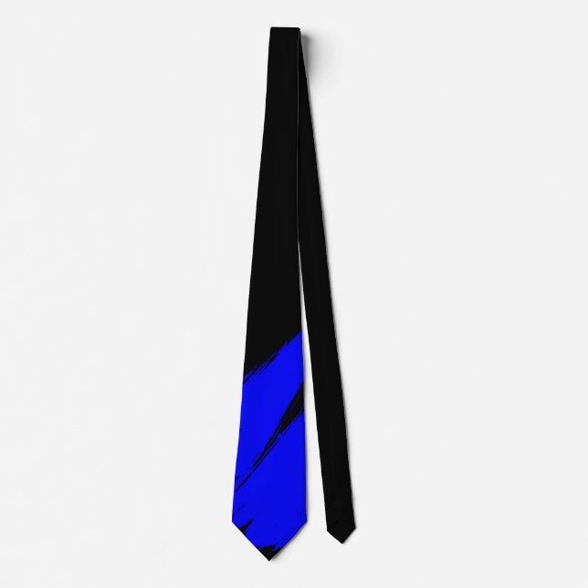 Gravata Pincel Azul Fundo Preto Moderno (Frente)