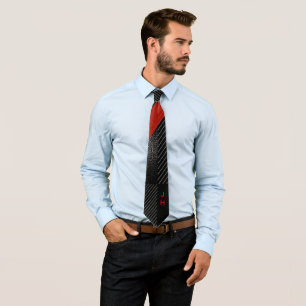 Gravata Pine-stripe vermelha, preta e branca