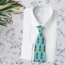 Gravata Pineapple Patterno Robin Egg Blue Tiki Tie