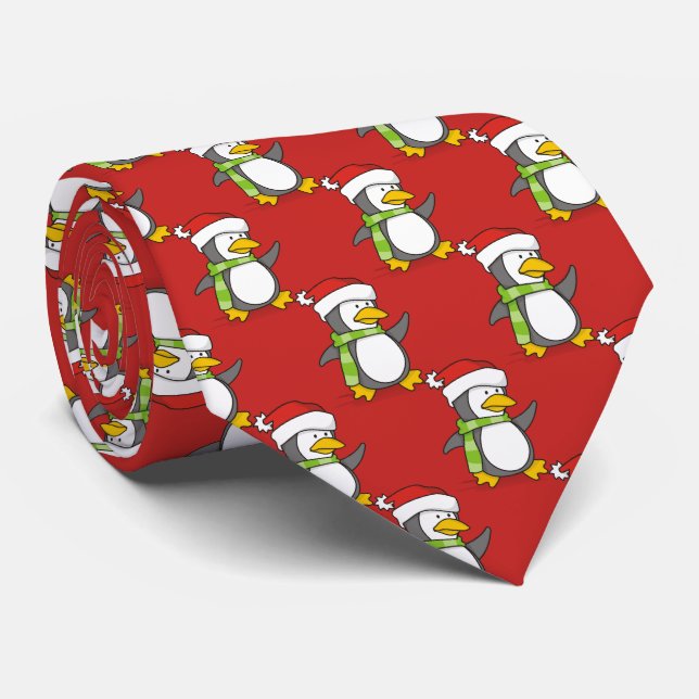 Gravata Pinguim de Natal andando na neve (Rolled)