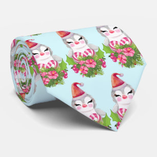 Gravata Pinguim de Natal bonito em Papai Noel