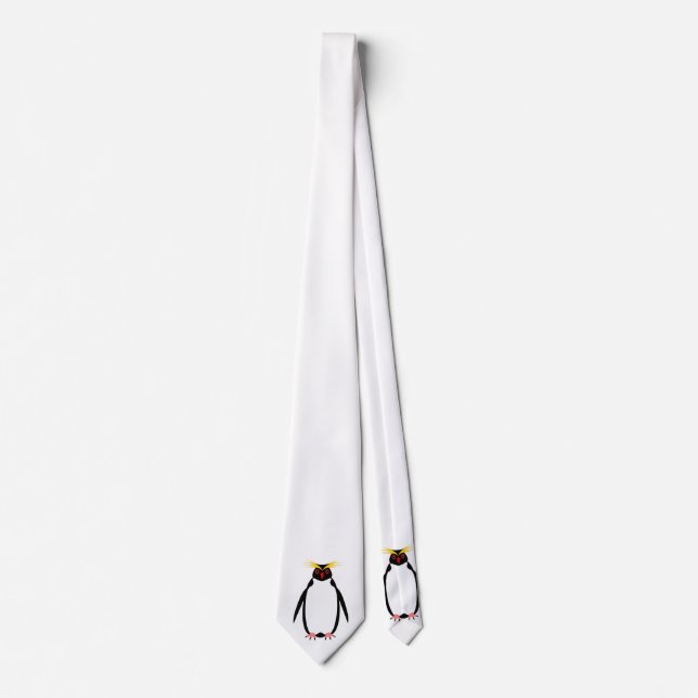 Gravata Pinguim engraçado rockhopper ou macaroni (Frente)
