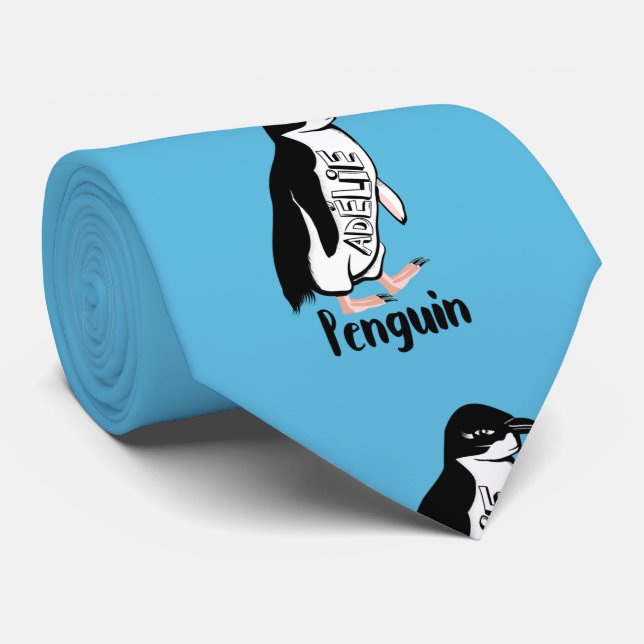 Gravata Pinguins adereços Pássaro preto e branco (Rolled)